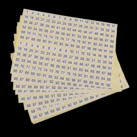 15 Sheets Mini White Round Adhesive Stickers 1 To 102 Storage Numbered Label