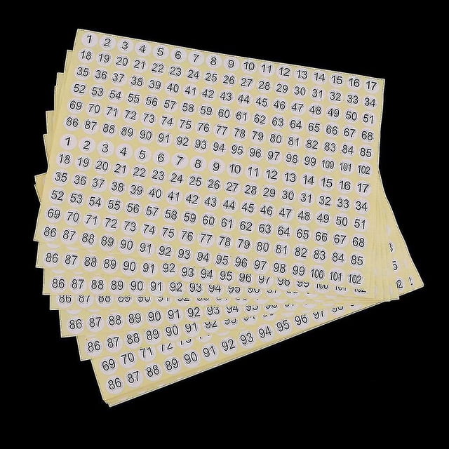 15 Sheets Mini White Round Adhesive Stickers 1 To 102 Storage Numbered Label