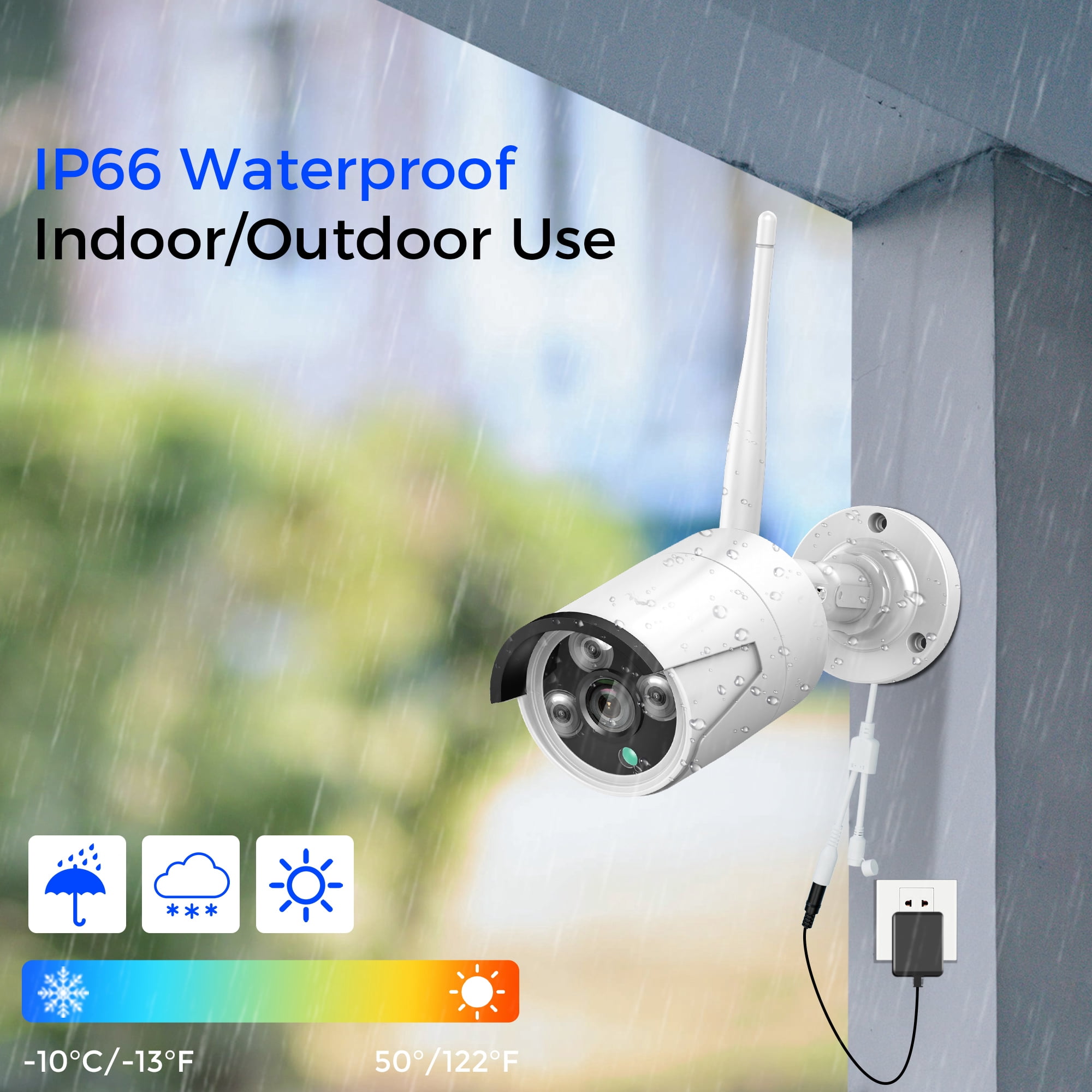 Hiseeu 4Pcs 3MP Wired Wi-Fi Security Camera System,1TB Hard Drive, Color Night Vision , One Way Audio, Motion Alert