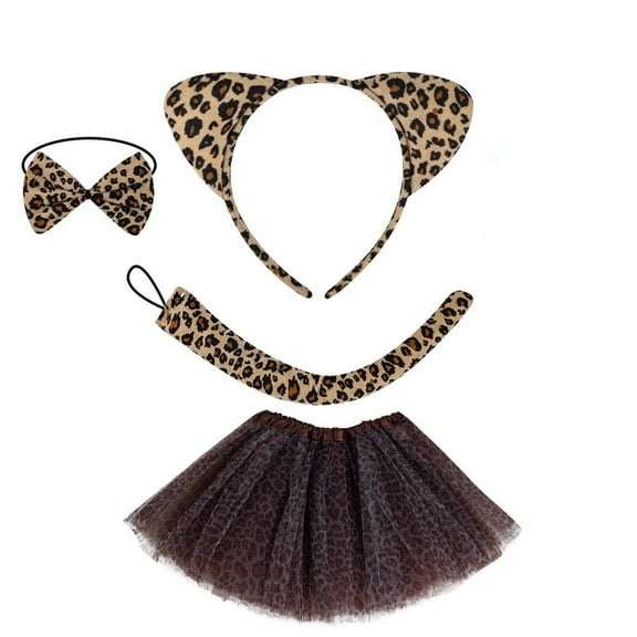 XFHLMJFF Kids Clothes Toddler Outfit Girls Tutu Skirts Carnival Festival Dance Performance Leopard Print Animal Cartoon Tutu Skirts With Hairband Set Cute Clothing Sets 3-12Y
