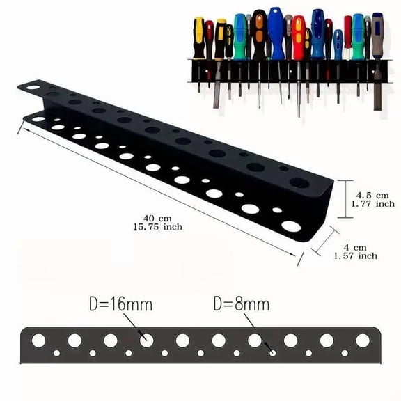 Tool Rail Rack Holder Screwdriver Organiser Wall Mounted Hold 14Screwdriver -A
