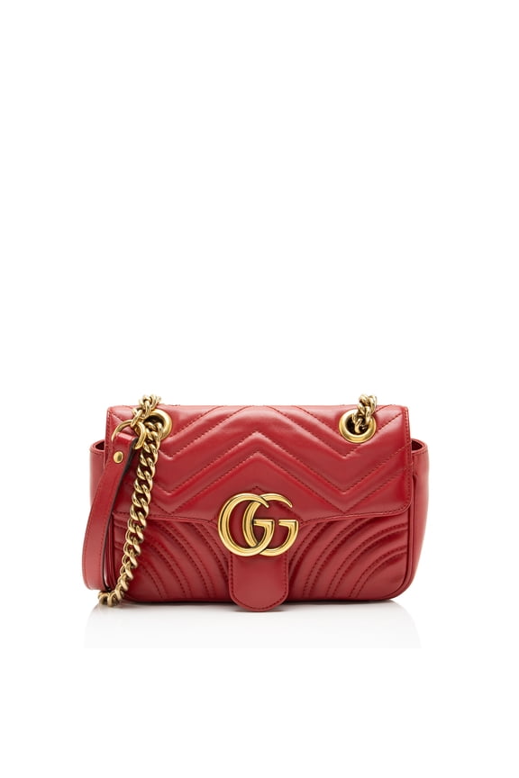 Pre-Owned Gucci Matelasse Leather GG Marmont Small Flap Bag