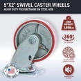 thumbnail image 3 of 5" X 2" Swivel Casters Heavy Duty Polyurethane Wheel on Steel Hub Supports 4,000lb Total (Does Not Lock), Each Wheel Supports 1,000 lbs (4)$$Tools & Hardware Other, 3 of 7