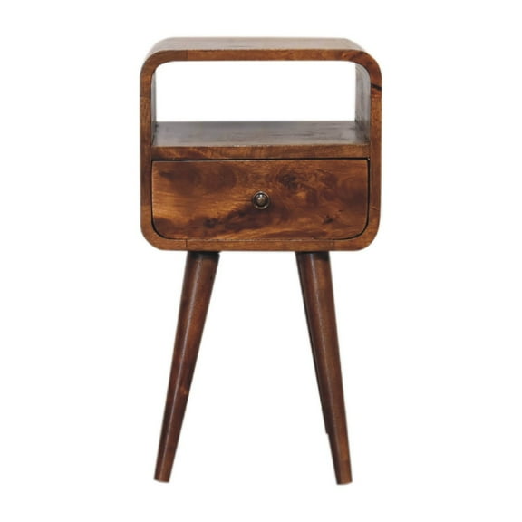 Lesuto Mini Chestnut Curve Open nightstand - Nordic Style, Wood, 1 Drawers
