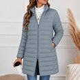 thumbnail image 6 of Enjoytime Quilted Jackets for Women Long Sleeve Zip Up Hooded Puffer Coat Winter Warm Soft Lightweight Stand Collar Long Jacket, 6 of 8