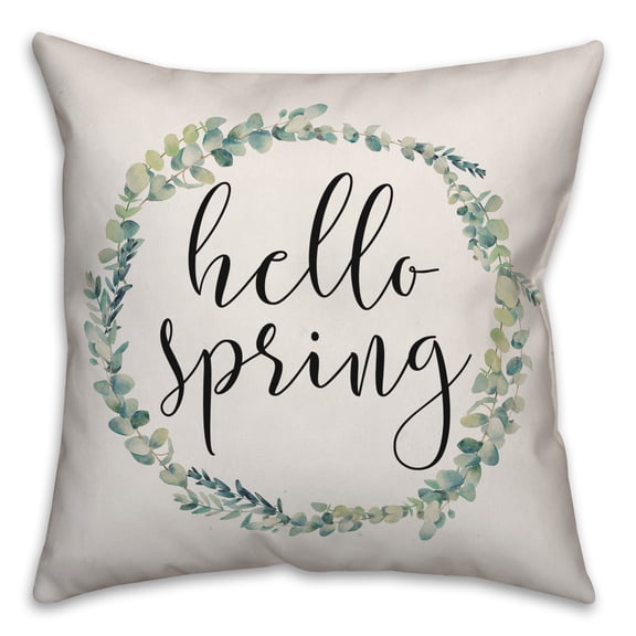 Creative Products Hello Spring Wreath 16x16 Spun Poly Pillow