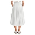 thumbnail image 2 of inlzdz Kids Girls Chiffon Pleated Elastic High Waist A-Line Flowy Swing Maxi Long Skirt Casual Wear White 130, 2 of 5