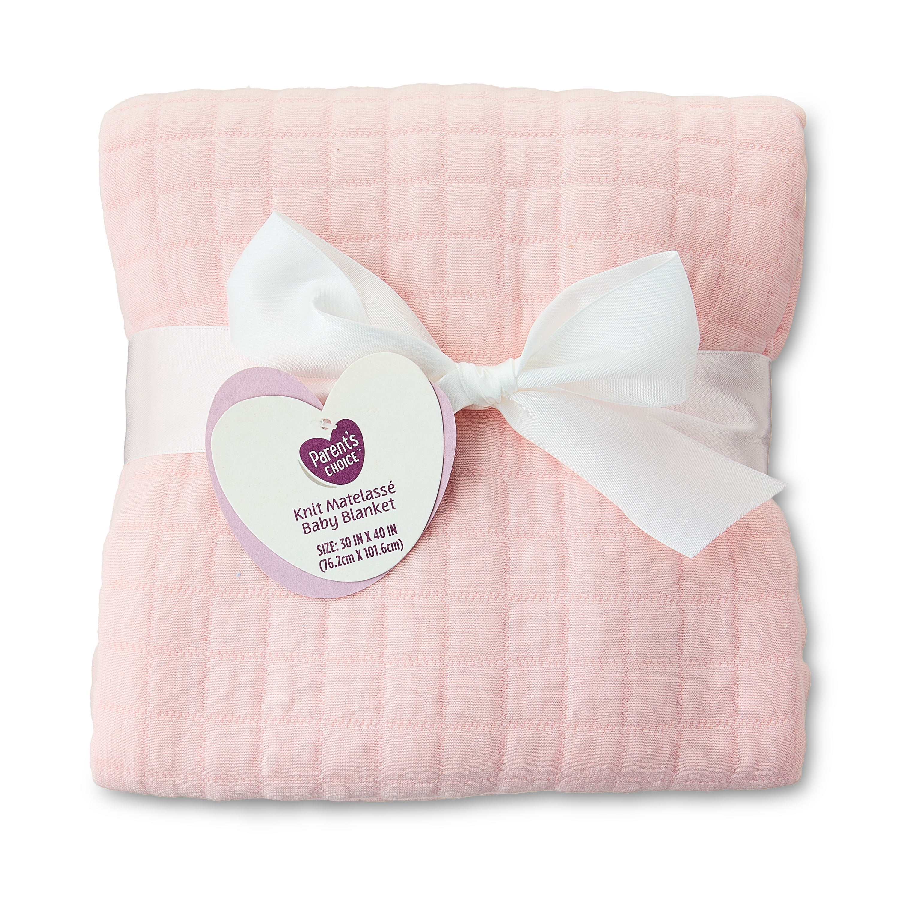 Parent's Choice Knit Baby Blanket, 100% Cotton, Soft & Cozy, Rosewater, 30" x 40"