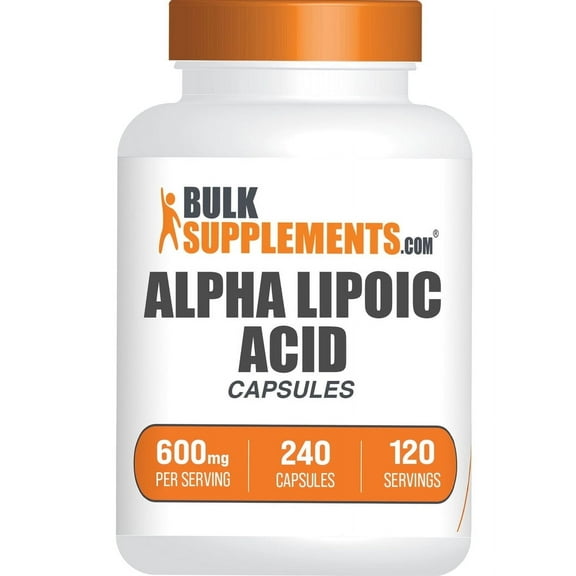 BulkSupplements Alpha Lipoic Acid Capsules - ALA Supplement, Gluten Free - 2 Capsules per Serving (600mg), 240 Count