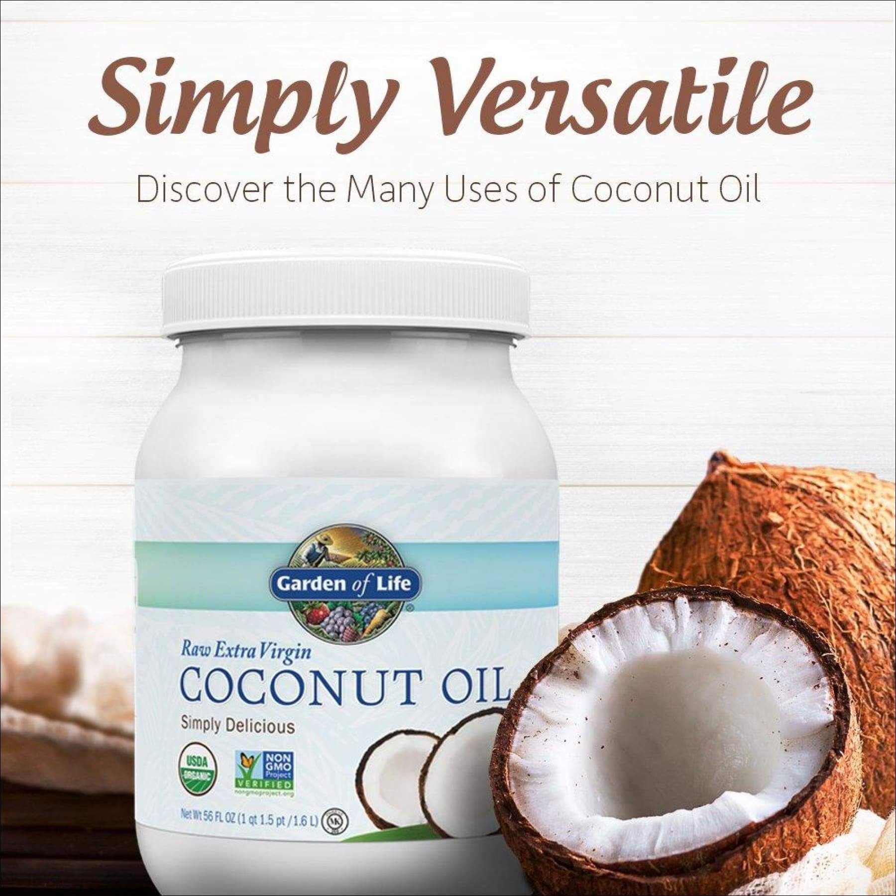 Garden of Life Coconut Oil for Hair, Skin, Cooking - Raw Extra Virgin Organic Coconut Oil, 27 Servings - Pure Unrefined Cold Pressed Oil with MCTs for Body Care or Baking, Aceite de Coco Organico - image 3 of 7