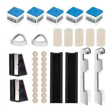 Billiard Cue Repair Kit, 2 Cue Tip Clamps 20 Cue Tips 2 Shapers 5 Chalk Square 5 Ferrules 2 Cue Tip Planers Repair Part