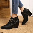 thumbnail image 3 of Oyedens Ankle Boots for Women 2024 Gothic Rivet Pointed Toe Mid Heels Short Dress Ankle Booties Party, 3 of 7