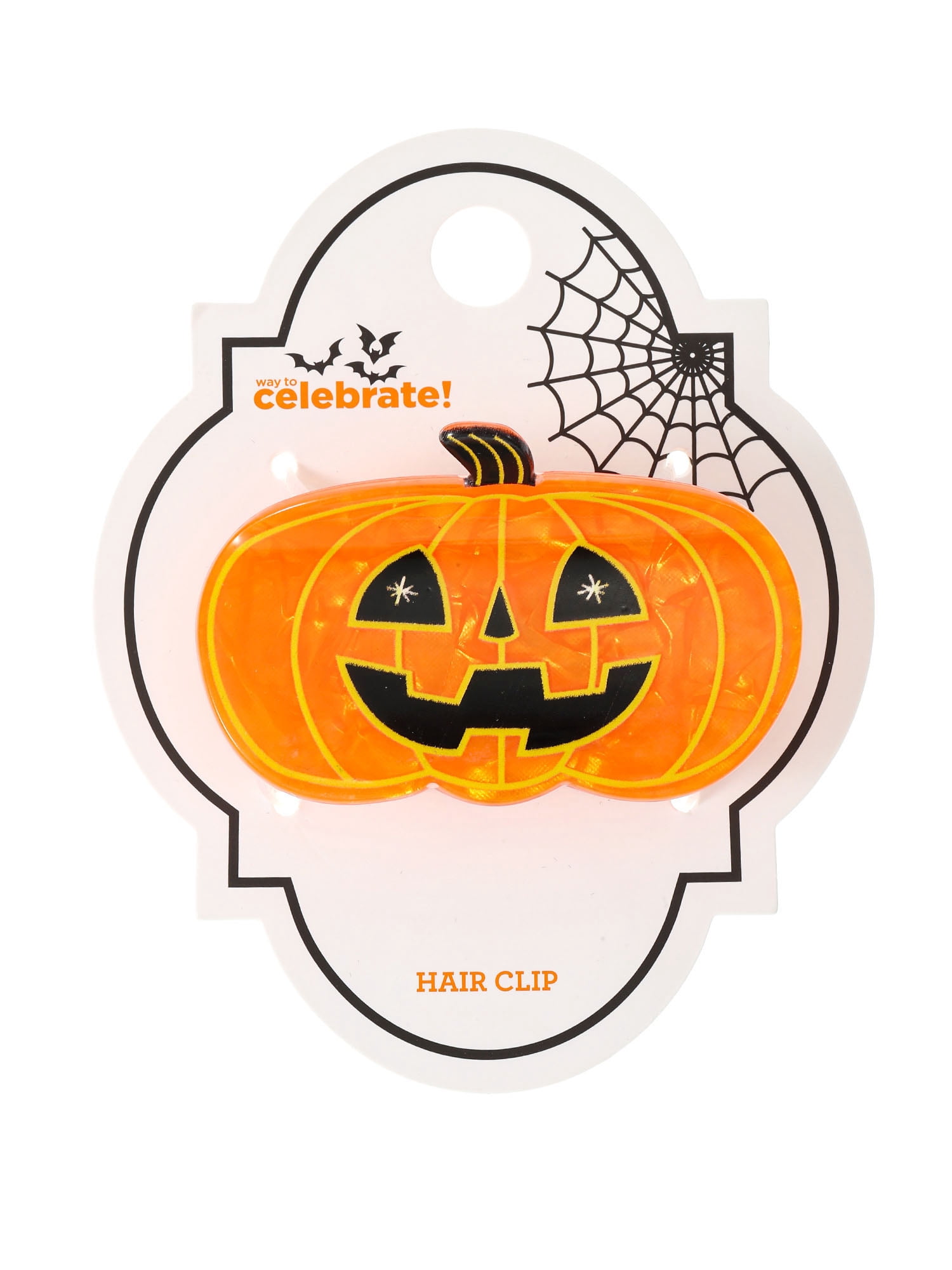 Way to Celebrate Halloween Women's Pumpkin Claw Clip, Multicolor, 1 Piece