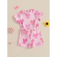 thumbnail image 5 of Toddler Baby Girls Shorts Clothing Set 6 12 18 24 Months 2T 3T Bow Print Short Sleeve Round Neck Tops Elastic Waistband Pockets Shorts Outfits, 5 of 9