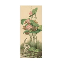 Trademark Fine Art Racinet Crane And Lotus Panel I Canvas Wall Art - 14x32