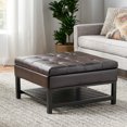 thumbnail image 3 of Storage Ottoman Coffee Table,Square Ottoman with Storage and Bottom Rack, Tufted Upholstered Ottomans Coffee Table for Living Room, 3 of 9