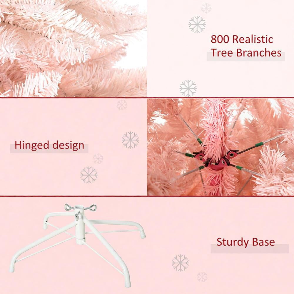 6ft Pink Unlit Christmas Tree 800 Tips Wide Shape Flame Retardant Indoor Holiday Decor