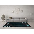 thumbnail image 3 of Ahgly Company Indoor Round Oriental Light Blue Modern Area Rugs, 5' Round, 3 of 4