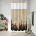 thumbnail image 6 of No Hook Shower Curtain, Brown Forest Shower Curtains for Bathroom with See Through Top Window, Vintage Tree Farmhouse Botanical Waterproof & Washable Bath Curtain Small Stall 36"x78", 6 of 9