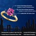 thumbnail image 2 of Gem Stone King 10K Yellow Gold Pink Created Sapphire and Blue Created Sapphire Engagement Ring for Women | 1.50 Cttw | Oval 9X7MM | Gemstone September Birthstone | Size 8, 2 of 6