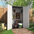 thumbnail image 6 of Decksplore Outdoor Storage Double Deck Cabinet Waterproof, Resin Vertical Outdoor Storage Shed for Patio Furniture, Garden Tools, Pool Accessories, Mower Storage (66 Cu.ft,White ), 6 of 7