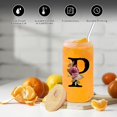thumbnail image 2 of Vaso de vidrio Wulcea con monograma, 500 ml, con tapa y pajita, 2 of 6