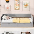 thumbnail image 5 of Wooden Daybed with Trundle Bed and Two Storage Drawers, Extendable Bed Daybed, Sofa Bed with Two Drawers, Gray, 5 of 9