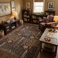 thumbnail image 2 of Kokia Washable Oriental Rug, 6'x9' Black Boho Botanical Floral Vintage Carpet, Soft Large Indoor Rug for Living Room, Bedroom, Office, Playroom, 2 of 8