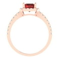 thumbnail image 4 of 1.86ct Emerald Cut Red Natural Garnet 18k Pink Rose Gold Engraving Statement Bridal Wedding Halo Designer Ring Size 3.5, 4 of 5