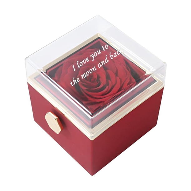 LUVCLS Joyero con rosas eternas giratorias de 360 grados para propuesta