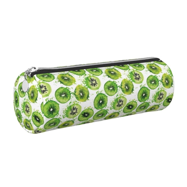 Disketp Green Kiwi Estuche Organizador de Lápices de Cuero, Estuche de Oficina con Cremallera para Bolígrafo y Lápiz