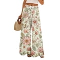 thumbnail image 2 of Womens Pants Pockets Boho Printed Elastic Waist Wide Leg Palazzo Pants for Women Work Beach Vacation Clothes Light Green M, 2 of 8