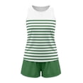 thumbnail image 2 of Bosfbaoi Two Piece Sets for Women Crew Neck Striped Sleeveless Tank Top and Drawstring Elastic Waist Shorts Casual Womens Summer Outfits, 2 of 7