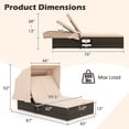 thumbnail image 3 of Gymax 2-person Rattan Lounge Bed w/ Retractable Canopy 5-position Adjustable Backrest Beige, 3 of 10