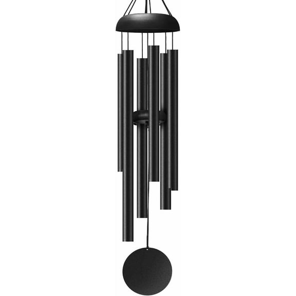 WindChimes Outdoors, 32 Inches Deep Tone Metal WindChimes with 6 Thickened Aluminum Tubes, Wind Chimes for Outside, Memorial Wind Chimes Best Gift for Mom Grandma Women, Black