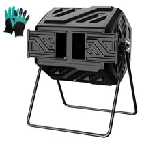 Werph Compost Bin Dual Dual Chamber Compost Tumbler, 43 Gallon Compost Tumbler Outdoor with 2 Sliding Doors, Heavy Duty Tumbling Rotating Composter Bin
