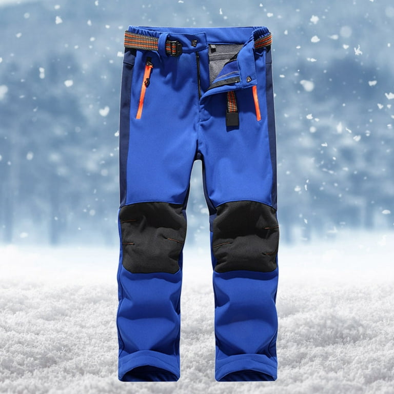 Kids Waterproof Trousers Fleece Lined Boys Girls Children Winter Thermal  Softshell Pants for Ski Walking Hiking Snow Outdoor Stretch Plush Solid  Color