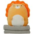 thumbnail image 1 of Travel Blanket & Pillow, Soft Plush Dinosaur Hugging Pillow Cute Anime Cushion Stuffed Animal Doll Toy with Coral Fleece Blanket, Lion, 1 of 5