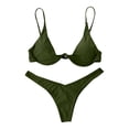 thumbnail image 2 of Women's Sexy Bikini Set Underwire Solid Color Two Piece Swimsuit Bow Tie Details for Beach Vacation Summer Pool Party,Army Green,L, 2 of 6