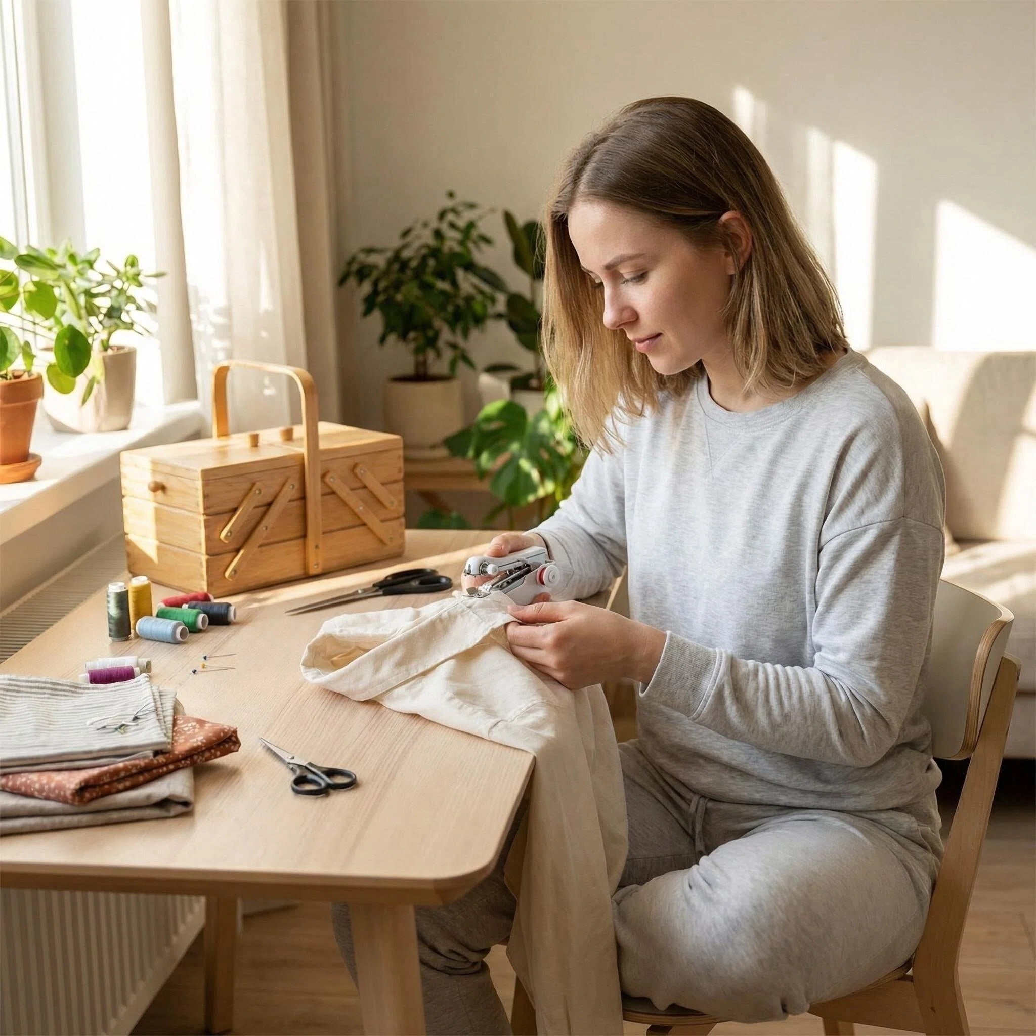 Portable Mini Handheld Sewing Machine Lightweight Easy-to-use for Clothing