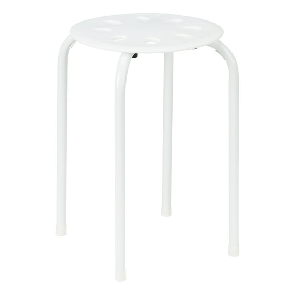 Norwood Commercial Furniture Plastic Stack Stool - White Seat with White Legs - 17.75 inch Seat Height