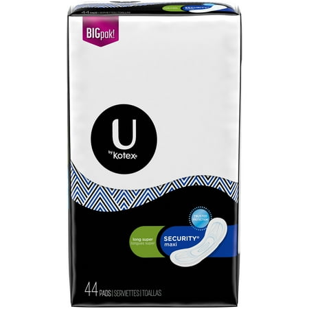 - U by Kotex Security Maxi Pads, Long Super, Unscented 44 Count