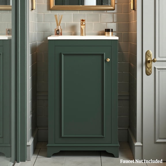 GZXS 20-inch Bathroom Vanity with Basin Combo, Freestanding Bath Cabinet with Soft Closing Door and Adjustable Shelf, Modern Vanity Set with Ceramic Sink (Green)