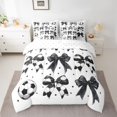 thumbnail image 3 of Feelyou Cartoon Black Bowknot Twin Bedding Sets 7-Piece for Kid, Football Soccer Print Bedding Comforter Set, Fashion Ribbon Reversible Sheet Sets, Ultra Soft Bedroom Decor, 3 of 8