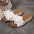 thumbnail image 5 of Tbopshirt Wedge Sandals Open Toe Flower Mid Heels Solid Color Comfortable Dressy Summer Slippers with Arch Support for Women, 5 of 9