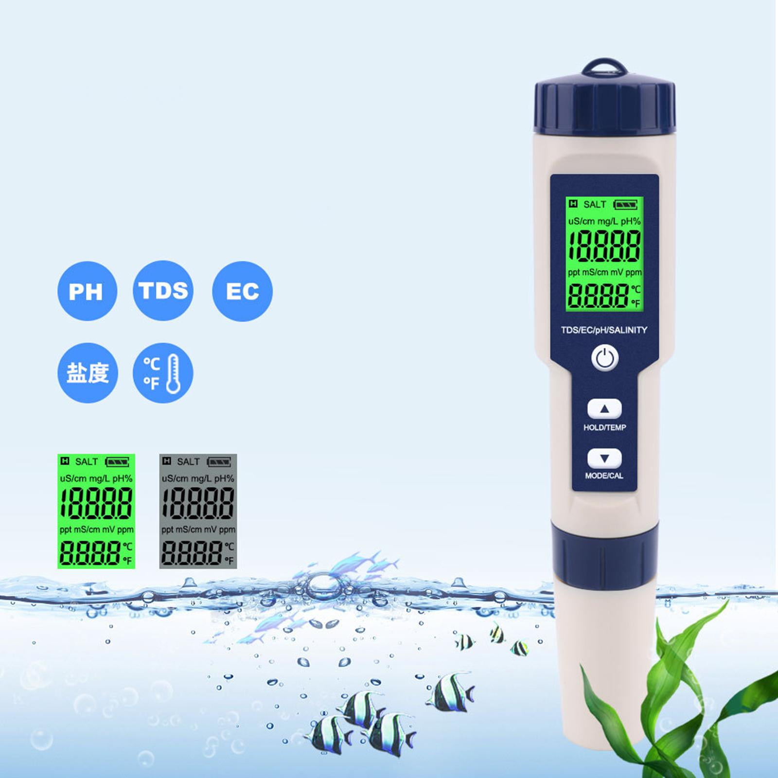 Digital Salinity Meter, Pool Salt Tester, High Accuracy 5 in 1 Salinity