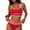 Red, variant on Bikini Sets for Women Strappy Halter Scoop Neck Color Block Sporty Crop Top Mid Rise Bathing Suits 2 Piece Swimsuits