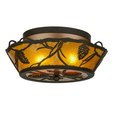 

Meyda 155143 16 in. Whispering Pines Flushmount Oil Rubbed Bronze & Amber Mica