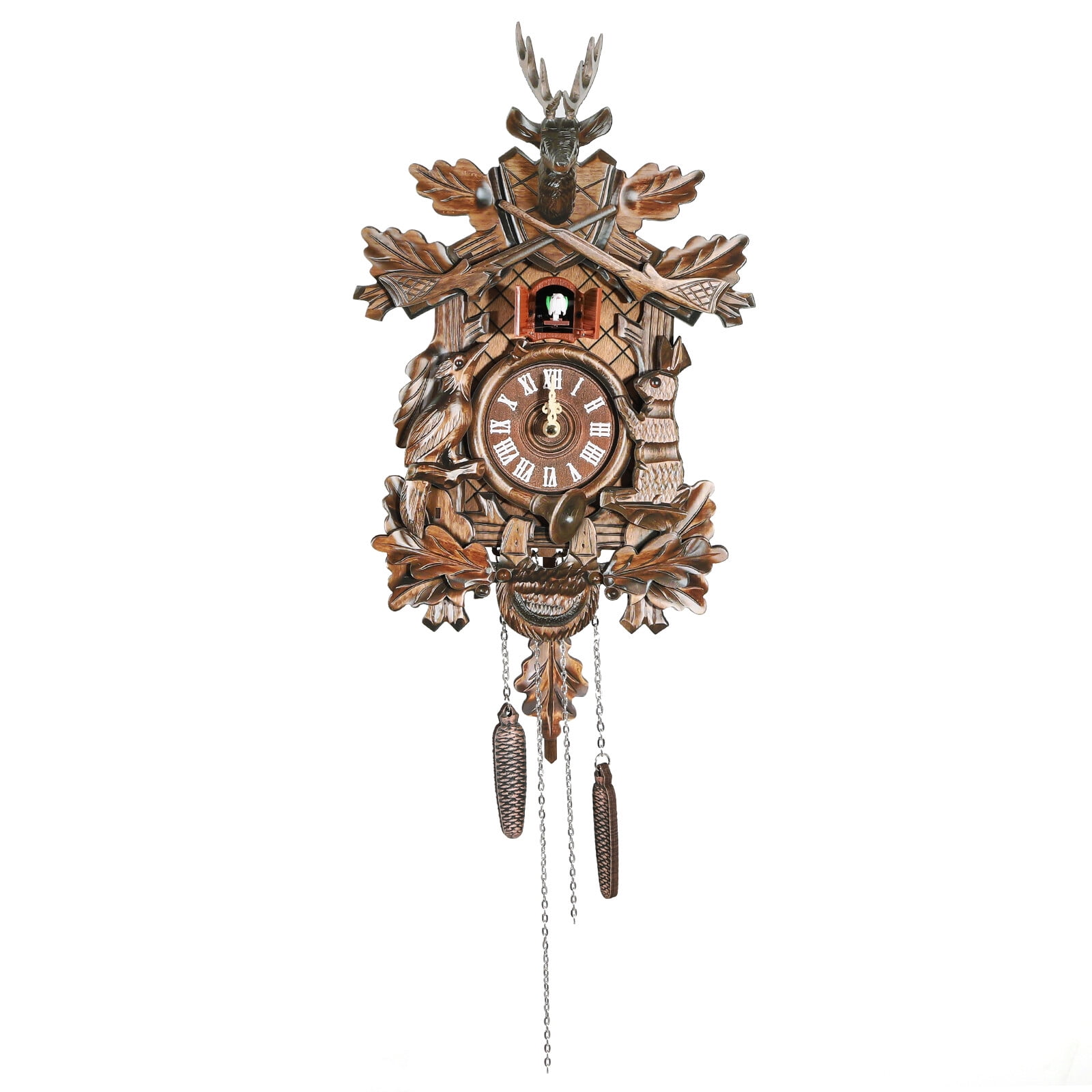9.8 x 18.9 Vintage Style Cuckoo Clock, Traditional Black Forest House Clock, Antique Wooden Pendulum Quartz Wall Clock, Decorative Wall Clock with Pendulum and Chiming Function