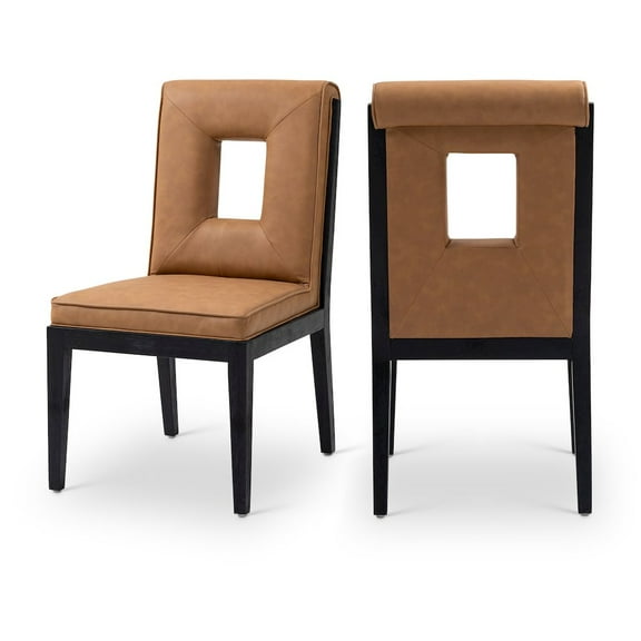 Meridian Furniture Gwendolyn Cognac Vegan Leather Dining Side Chair (Set of 2)